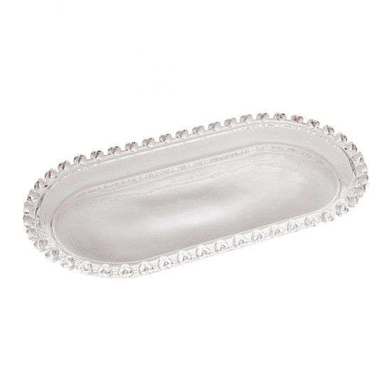 Travessa 24,7x13x2 Cm Oval De Cristal Ecológico Coração